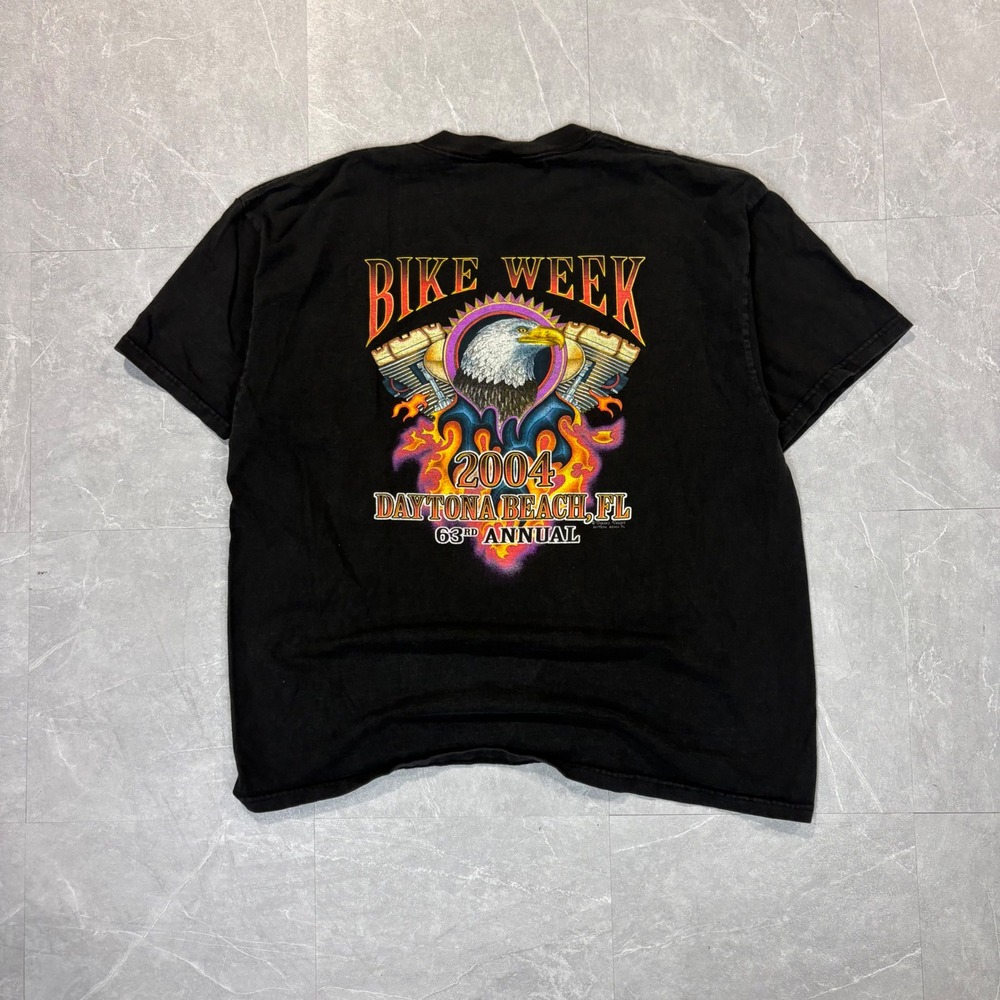 Vintage 2004 Daytona Beach Bike Week T-Shirt Mens XL Delta Magnum Weight Black